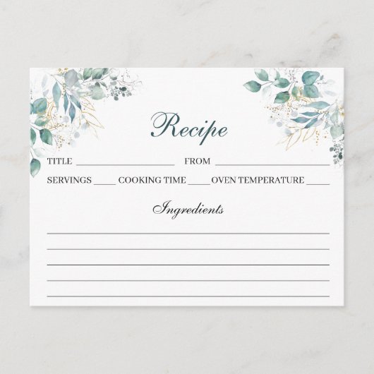 Waterverf Recipe Kaart (Voorkant)