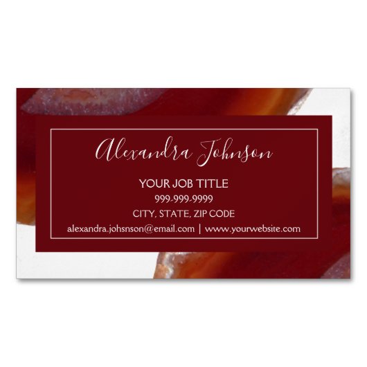 Waterverf Red Agate Geode Magnetisch Visitekaartje (Voorkant)