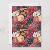 Waterverf Red Amaryllis Floral Thanksgiving Partij Kaart (Achterkant)