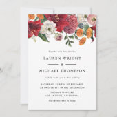 Waterverf Red Amaryllis Floral Wedding Kaart (Voorkant)