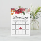 Waterverf Red Amaryllis Vrijgezellenfeest Bingo Ga Informatiekaartje (Staand voorkant)