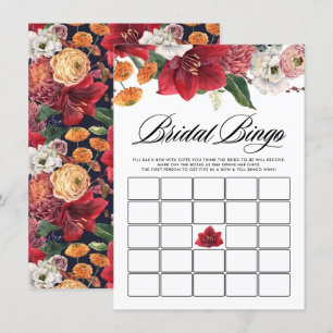 Waterverf Red Amaryllis Vrijgezellenfeest Bingo Ga Informatiekaartje