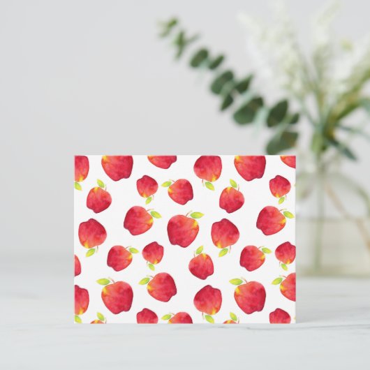 Waterverf Red Apple Pattern Briefkaart (Staand voorkant)