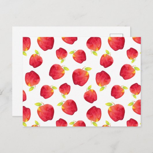 Waterverf Red Apple Pattern Briefkaart (Voorkant / Achterkant)
