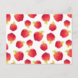 Waterverf Red Apple Pattern Briefkaart