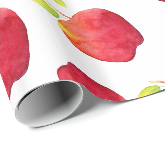 Waterverf Red Apple Pattern Cadeaupapier (Rol Hoek)