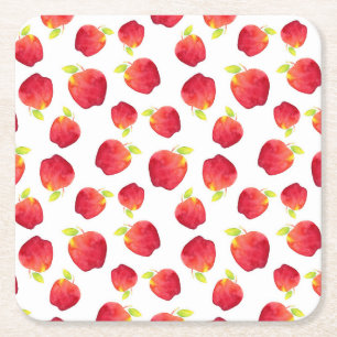 Waterverf Red Apple Pattern Kartonnen Onderzetters