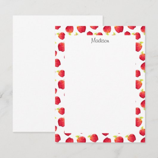 Waterverf Red Apple Pattern Notitiekaartje (Voorkant / Achterkant)