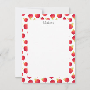 Waterverf Red Apple Pattern Notitiekaartje