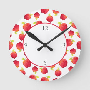 Waterverf Red Apple Pattern Ronde Klok