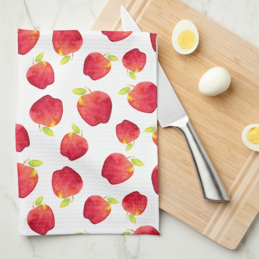 Waterverf Red Apple Pattern Theedoek (Quarter Fold)