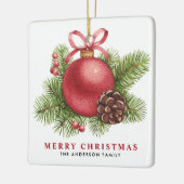 Waterverf Red Ball Bauble Vrolijk Kerstfeest Keramisch Ornament (Links)