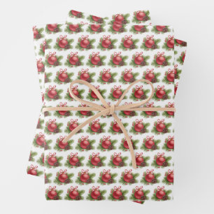 Waterverf Red Ball Ornament Pattern Christmas Inpakpapier Vel