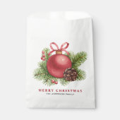 Waterverf Red Ball Ornament Vrolijk kerstfeest Bedankzakje (Voorkant)