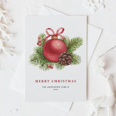 Waterverf Red Ball Ornament Vrolijk kerstfeest Feestdagenkaart