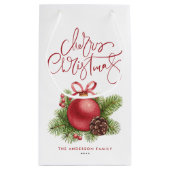 Waterverf Red Ball Ornament Vrolijk kerstfeest Klein Cadeauzakje (Achterkant)