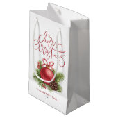 Waterverf Red Ball Ornament Vrolijk kerstfeest Klein Cadeauzakje (Voorkant Gekanteld)