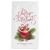 Waterverf Red Ball Ornament Vrolijk kerstfeest Klein Cadeauzakje (Voorkant)