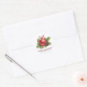 Waterverf Red Ball Ornament Vrolijk kerstfeest Ronde Sticker (Envelop)