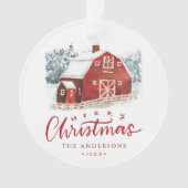 Waterverf Red Barn Foto Ornament (voorkant)
