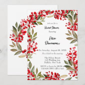 Waterverf Red Berry krans Vrijgezellenfeest Kaart (Voorkant / Achterkant)