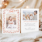 Waterverf Red Berry Lijst 2 Foto Kerst Feestdagenkaart