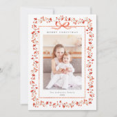 Waterverf Red Berry Lijst 2 Foto Kerst Feestdagenkaart (Voorkant)