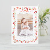 Waterverf Red Berry Lijst 2 Foto Kerst Feestdagenkaart (Staand voorkant)