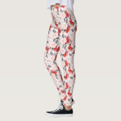 Waterverf Red Black Rozen Pattern Valentijn Love Leggings (Links)