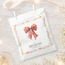 Waterverf Red Bow Coquette Minimalistische Kerst Bedankzakje