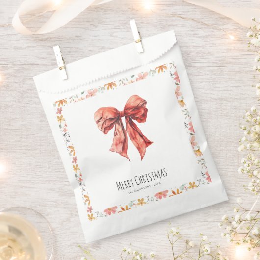 Waterverf Red Bow Coquette Minimalistische Kerst Bedankzakje (Geknipt)