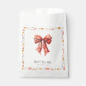 Waterverf Red Bow Coquette Minimalistische Kerst Bedankzakje (Voorkant)