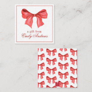 Waterverf Red Bow Gift Enclosure Notitiekaartje