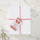 Waterverf Red Bow Gingham Cadeaulabel (Met Touw)