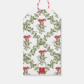 Waterverf Red Bow Mistletoe Christmas Cadeaulabel (Achterkant)