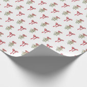 Waterverf Red Bow Mistletoe Christmas Cadeaupapier (Hoek)
