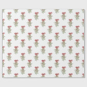 Waterverf Red Bow Mistletoe Christmas Cadeaupapier (Vlak)