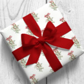 Waterverf Red Bow Mistletoe Christmas Cadeaupapier