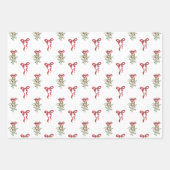 Waterverf Red Bow Mistletoe Christmas Inpakpapier Vel (Voorkant)
