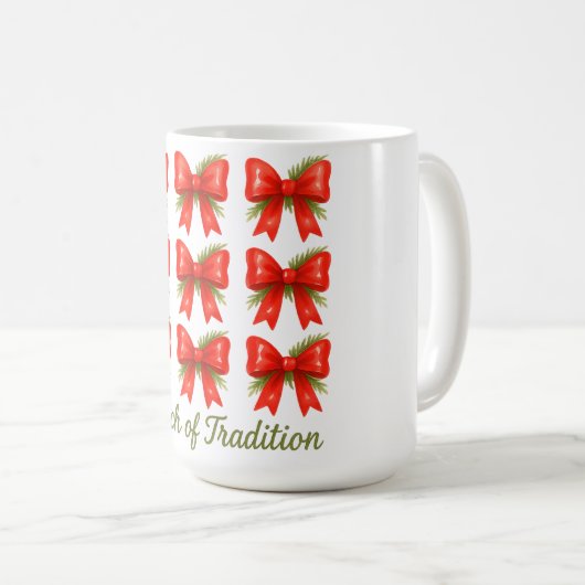 Waterverf Red Bow Touch of Tradition Gift Pattern Koffiemok (Voorkant rechts)