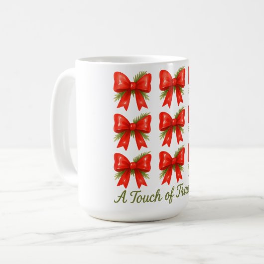 Waterverf Red Bow Touch of Tradition Gift Pattern Koffiemok (Voorkant links)