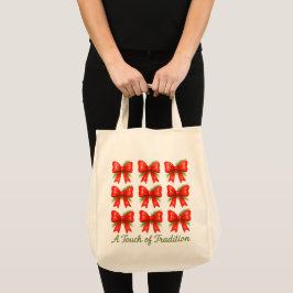 Waterverf Red Bow Touch of Tradition Gift Pattern Tote Bag