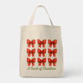 Waterverf Red Bow Touch of Tradition Gift Pattern Tote Bag (Achterkant)