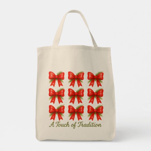 Waterverf Red Bow Touch of Tradition Gift Pattern Tote Bag (Achterkant)