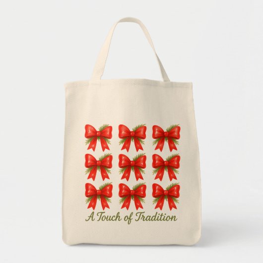 Waterverf Red Bow Touch of Tradition Gift Pattern Tote Bag (Voorkant)