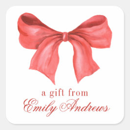 Waterverf Red Bow Vierkante Sticker