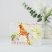 Waterverf Red Cardinaal Messenger uit Heaven Briefkaart (Staand voorkant)