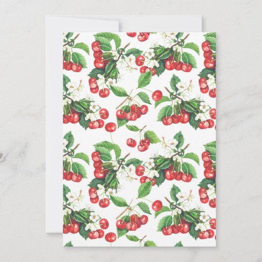 Waterverf Red Cherries Garland Baptisme Kaart (Achterkant)