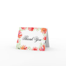 Waterverf Red en Ornage Poppy Flower Hartelijk dan