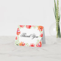 Waterverf Red en Ornage Poppy Flower Hartelijk dan